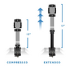 Buckwheat 2.0 adjustable height feeding tube holder compressed and extended